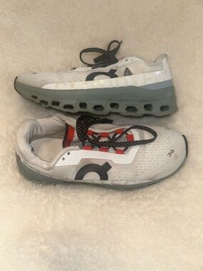 On Running CLOUDMONSTER Sneakers - White, Gray & Orange Accent